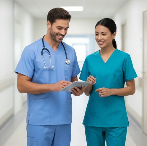 Medical scrub uniforms for healthcare staff